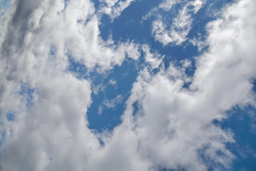 Dramatic blue and white sky before storm weather background