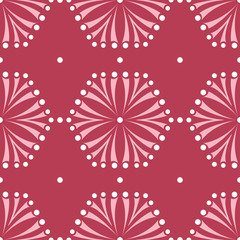 Fototapeta na wymiar Floral seamless pattern. Red colored background