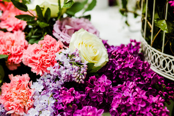 Bouquet of different colors in decorated  zone