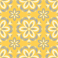 Fototapeta na wymiar Yellow floral seamless pattern. Background with flower designs
