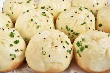 Close-up of Chinese fried bun  