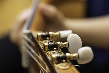 Obraz premium Clavijero de una guitarra española.