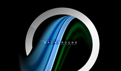 Rainbow fluid colors wave and metallic geometric shape