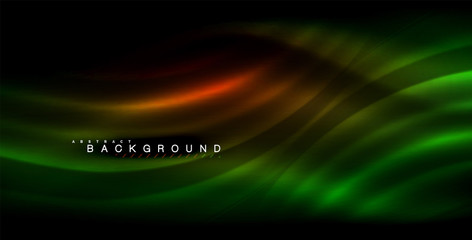 Neon glowing wave, magic energy and light motion background