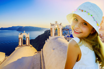 Amazing view with white houses in Oia village.