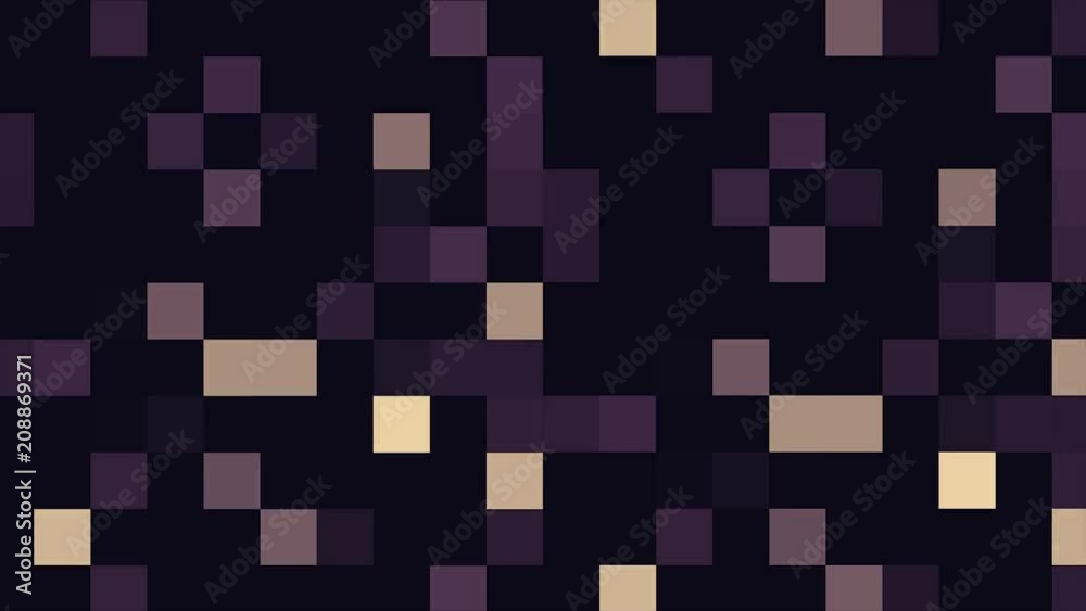 Poster broadcast twinkling cubic hi-tech triangles and squares. random changing geometrical graphics shapes