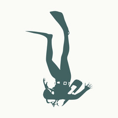 Silhouette of diver. Icon diver. The concept of sport diving.