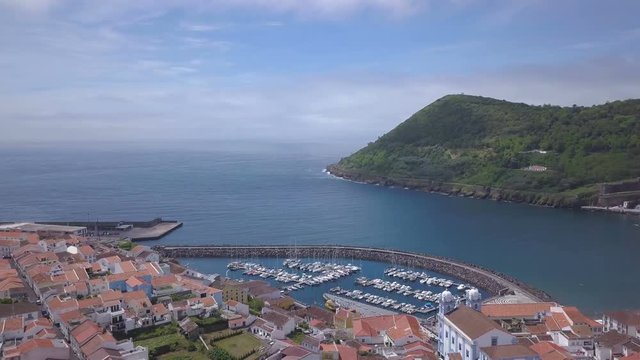 Angra do Heroismo aerial view from 4k drone - azores cinematic footage