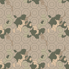 Military camouflage seamless pattern in green, beige and brown colors