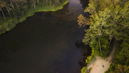 River snaking through a small urban suburb in Brisbane Australia