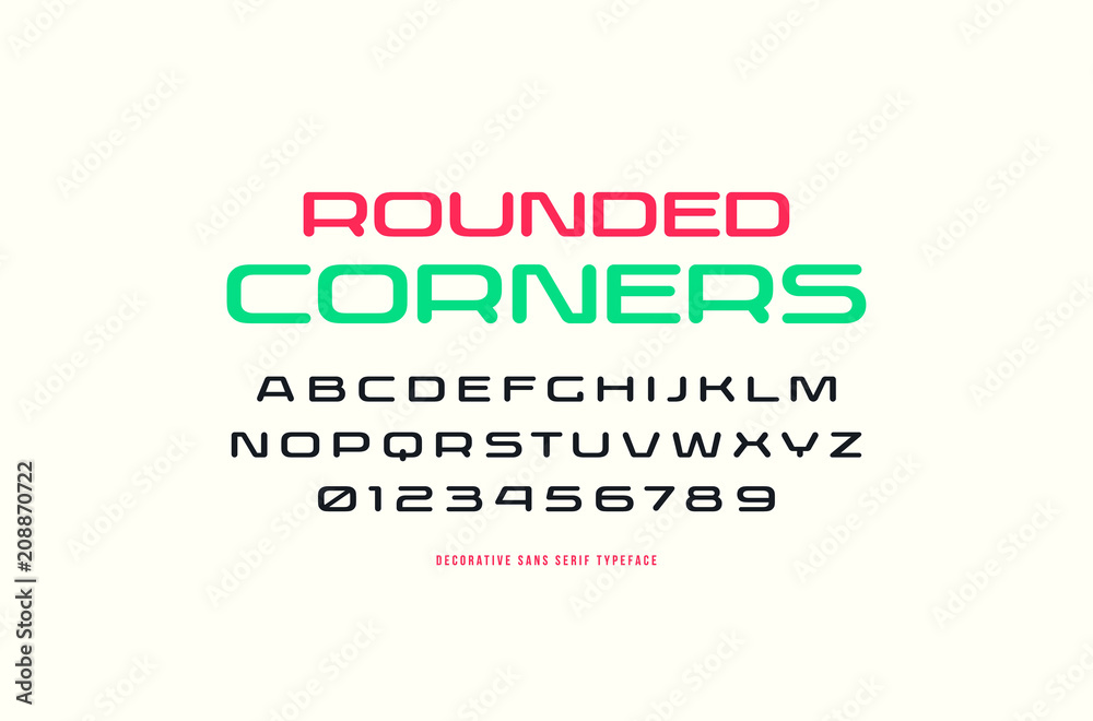 Fototapete extended sans serif font with rounded corners