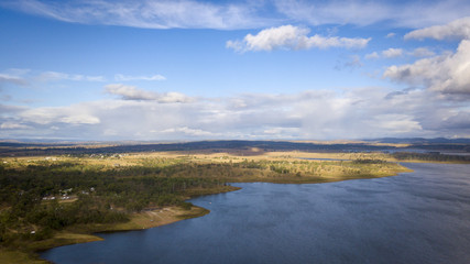 Aerial views over Bjelke Peterson Dam in Queensland, Australia
