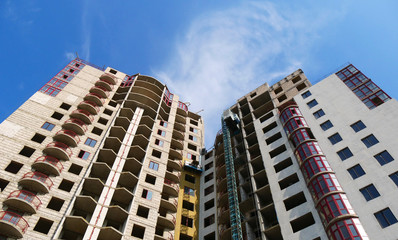 Concrete building under construction. Construction site with building.