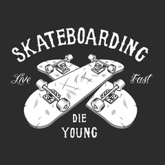 Vintage skateboarding white label © DGIM studio