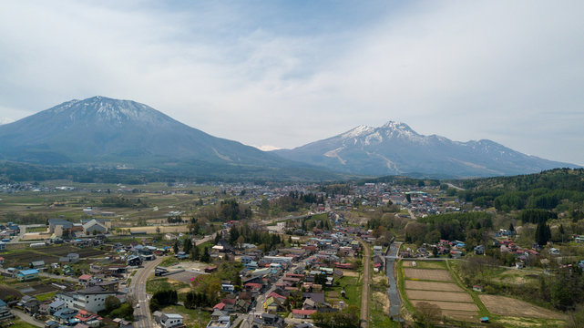 Aerial View Of City In Nagano Japan