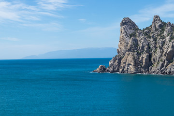Fototapeta na wymiar Beautiful landscape with sea and mountains, background