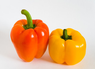 Fruits of sweet peppers are red and yellow.
