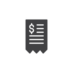 Dollar bill vector icon. filled flat sign for mobile concept and web design. Invoice simple solid icon. Symbol, logo illustration. Pixel perfect vector graphics