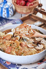 Braise rice with the mixed seafood, Chinese food  
