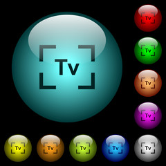 Camera time value mode icons in color illuminated glass buttons