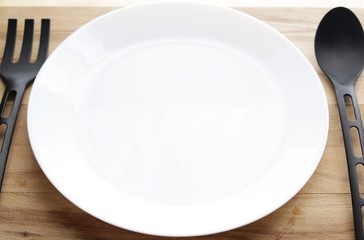 white plate on table