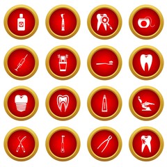 Fototapeta premium Dental care icon red circle set isolated on white background