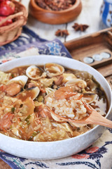 Braise rice with the mixed seafood, Chinese food  