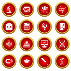 Education icon red circle set isolated on white background