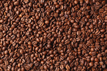 A lot of coffee beans after roasting