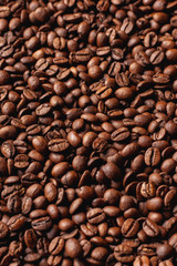 A lot of coffee beans after roasting