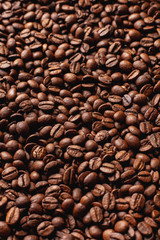 A lot of coffee beans after roasting