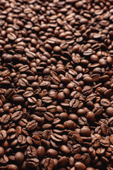 A lot of coffee beans after roasting