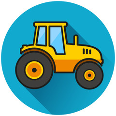 Obraz na płótnie Canvas tractor circle blue icon concept