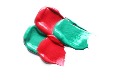 Color oily paint brushstrokes, isolated on white