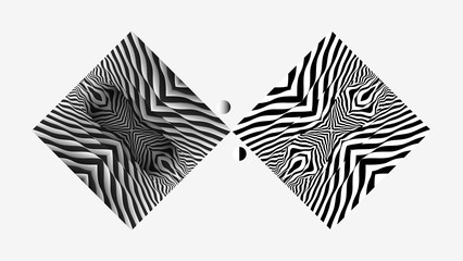 Pattern with optical illusion. Black and white background. Vector illustration.