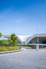 KAOHSIUNG, TAIWAN -- June 8, 2018: A panoramic view of the recently completed National Center for the Performing Arts located in the Weiwuying Metropolitan Park