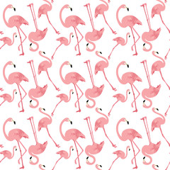 Obraz premium Flamingo bird summer illustration seamless pattern