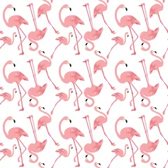 Foto auf Acrylglas Flamingo Nahtloses Muster der Flamingovogel-Sommerillustration
