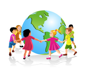 children around the world holding hands