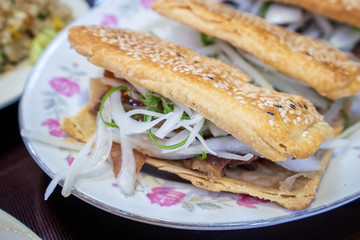 Taiwan traditional delicious lamb clay oven rolls in kaohsiung