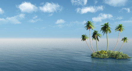 Fototapeta na wymiar Group of palms on a small island