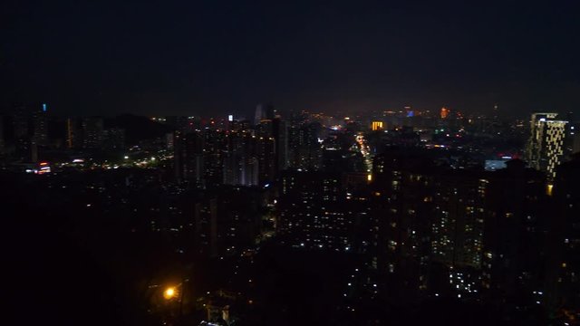 night illuminated zhuhai cityscape park top panorama 4k china
