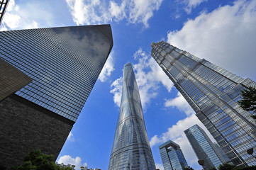 Obraz premium Shanghai world financial center skyscrapers in lujiazui group