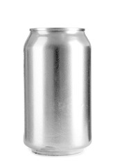 Aluminium can of beer on white background