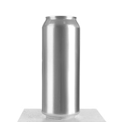Aluminium can of beer on white background