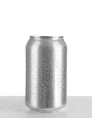 Aluminium can of beer on white background