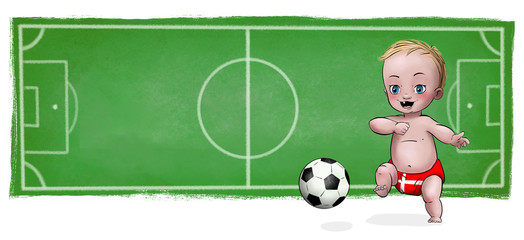 Fototapeta premium Cute Baby playing football - Denmark