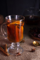 hot tea with lemon cinnamon and anise