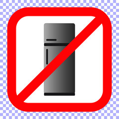 Refrigerator with a prohibitory sign. Dont eat in the evening or night. Vector illustration.	