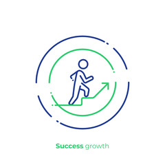 Line art stick walk up. Business growth. Scalable vector icon in modern outline style. Lineart elements vector illustration.